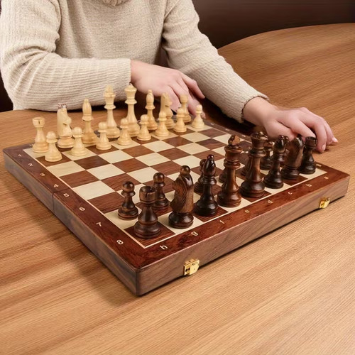 Luxury wood chess set with - chess,