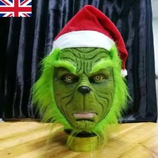 The Grinch Full Head Latex Mask Xmas Hat Monster Adult Costume Cosplay
