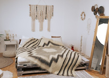 Wool Blanket Hand Woven 100% Natural Sheep Throw Twin Queen Soft Bed Cover