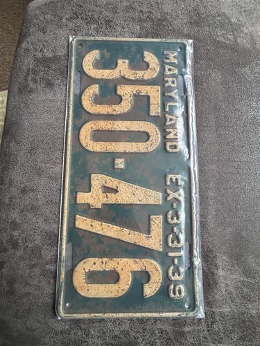 Rare 1939 maryland usa license - 1939,