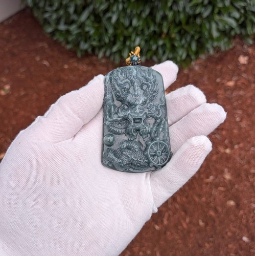 Hand carved dark green - hand, jadeite