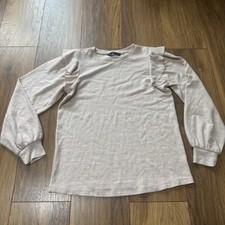 F&F Tesco basic soft jumper frill arms beige winter comfy lounge size 10
