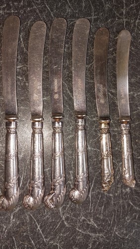 Six silver handled antique - six,