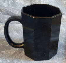 ARCOROC — OCTIME — BLACK GLASS — 280 ml — MUG  —  1980s — RETRO — VINTAGE