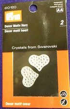 Pack of 2 Prym 22mm Heart Motifs Crystals from Swarovski - Iron-on or Sew-on