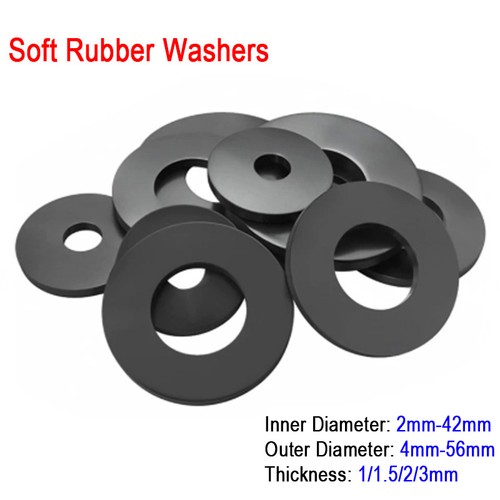 Black soft rubber washers - soft, m2