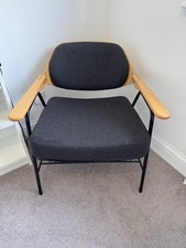 John Lewis Finn Armchair Lounge Chair By Oliver Hrubiak, Dark Gray Wool/Ash Wood