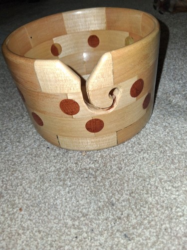 Wool yarn holder - turned, wood