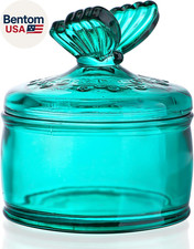 Green Embossed Glass Jar with