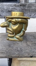 Early Cast Brass MR PUNCH Big Nose Man Tobacco/Snuff Jar C1900