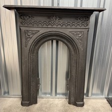 Restored Early Victorian Antique Cast Iron Bedroom Fireplace / Fire Surround