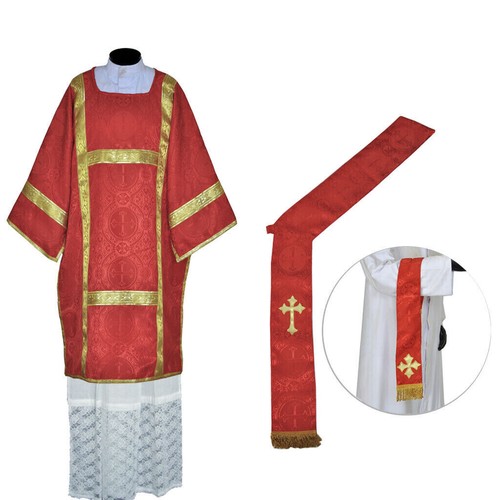 New red dalmatic vestment with - new,