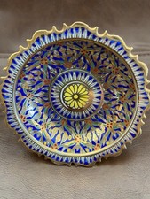 Thai Benjarong Porcelain Floral Hand Painted Small Pedestal Trinket Dish