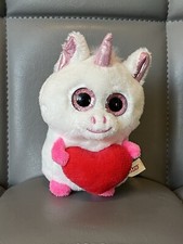 VGC Mini Motsu White Pink Unicorn Red Heart Plush Toy Excellent