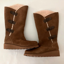 Bearpaw Womens Hayden Suede Winter Wedge Boots, Size 6 Hickory Brown