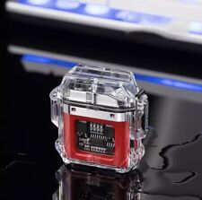 USB Windproof Rechargeable Double Arc Plasma Electric Lighter Transparent RED
