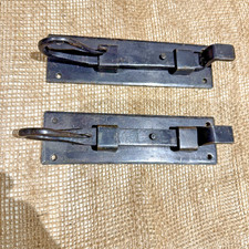 Two Rat Tail Handle Hand Forged Cranked Bolts For Doors or Windows