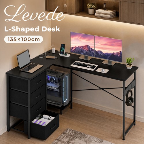 Levede computer desk shaped - levede, l