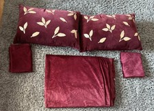 F&F Tesco autumn winter HomeRed king size Velvet floral burgundy plus pillows