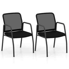 COSTWAY Waiting Room Chair Set of 2 Office Guest Chairs w/Mesh Backrest