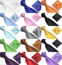 Woven Silky Tie Cufflinks and Handkerchief Gift Set Hanky  For Wedding Party