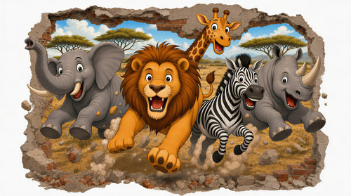 Safari animals wall sticker - safari,