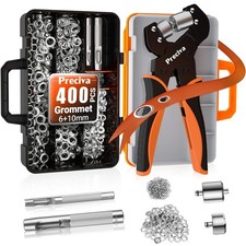 Magnetic Grommet Punch Kit,Preciva 6+10mm Magnetic Replacement Eyelet Pliers Set