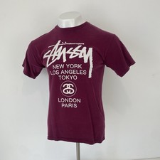 Stussy World Tour T Shirt Wine