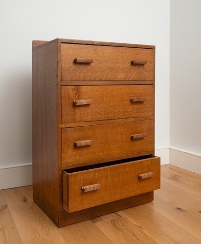 Heals style oak four drawer - style,