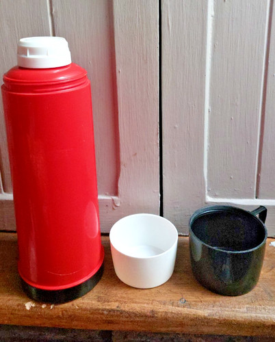 Vintage red thermos - thermos, vacuum