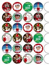 24 x Christmas Shelf Elf 1.5" PRE-CUT ICNG Cup Cake Toppers