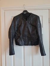 Wallace Sacks Ladies Black Genuine Leather Full Zipped Cropped Casual Jacket 14