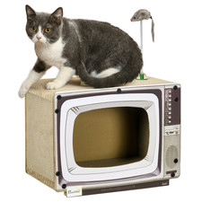 PawHut TV-Shaped Cardboard Cat