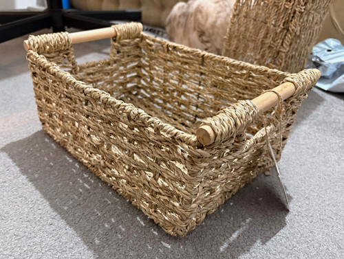 Woven seagrass storage basket - woven,