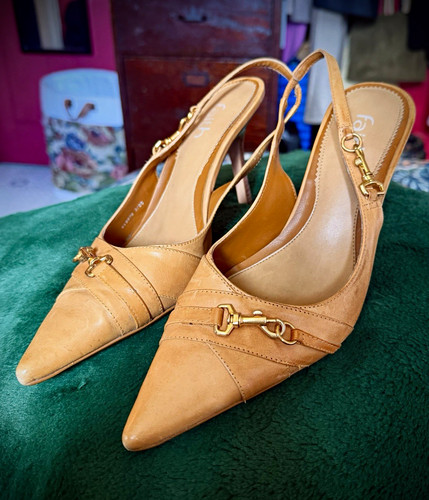 Faith tan leather slingback - leather,