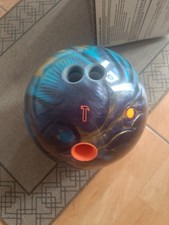 RAW HAMMER BOWLING BALL SMOKE/BLUE/GOLD 11LB FIRST DRILL