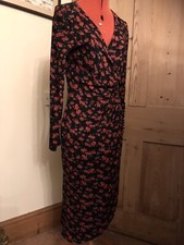 FLORAL TEA DRESS 14 BLACK RED