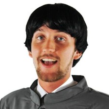 BLACK SHORT MENS WIG FANCY DRESS BEATLES 60'S COSTUME ACCESSORY