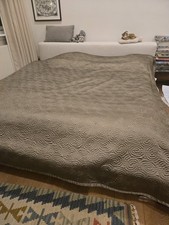 White Company Double Brown Silk Look Bedspread Quilted Throw