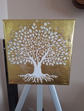 Sparkling Original Tree Of Life Golden Canvas