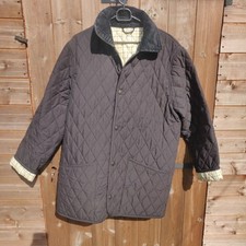 John Partridge women's navy blue quilted jacket yellow lining  Medium UK 12-14