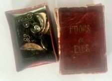 Very old Hooks & Eyes box and contents vintage sewing box 
