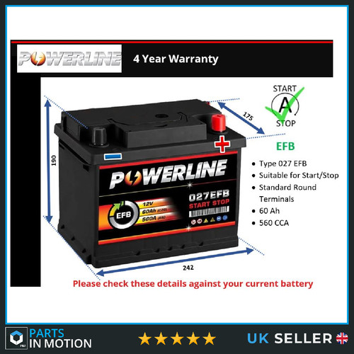 Efb car battery fits - battery, nissan
