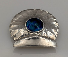 Liberty & Co Sterling Silver & Blue Enamel Hammered Arts & Crafts Half Buckle