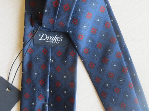 Drake blue red shapes tie - &,