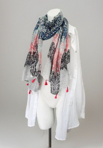Ladies blue black arty ditsy - blue,
