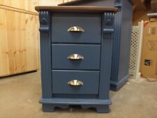 REGENCY X1 PAINTED 3 DRAWER BEDSIDE CABINET SOLID OAK TOP HANDMADE STIFFKEY BLUE