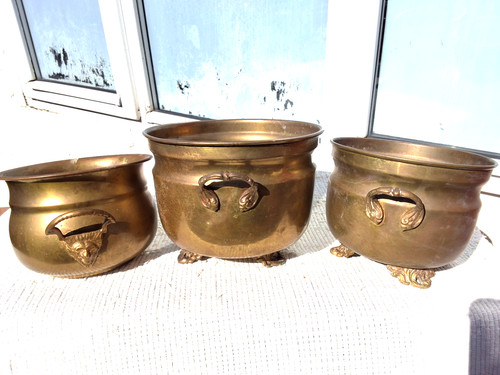 Vintage brass planters - vintage,
