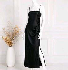 ZARA Black Satin Slip Dress