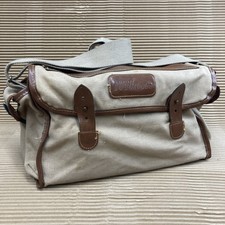 Classic Nikon Canvas Camera Bag in light tan with faux leather trim